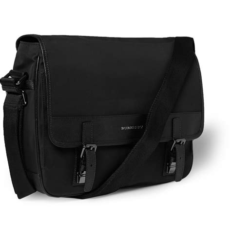 burberry leather-trimmed messenger bag|Burberry Messenger bag men black.